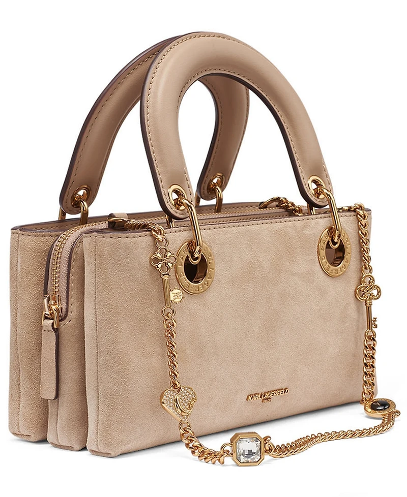 Karl Lagerfeld Paris Benoite Suede Small Shoulder Handbag