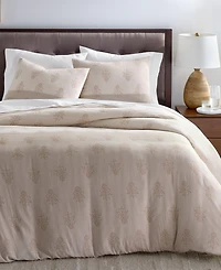 Oake Woven Floral Block Print 3-Piece Duvet Cover Set, Full/Queen, Macy's Exclusive