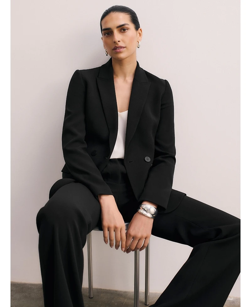 The Fold Women's Double-Breasted Tailored Blazer