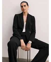 The Fold Women's Double-Breasted Tailored Blazer