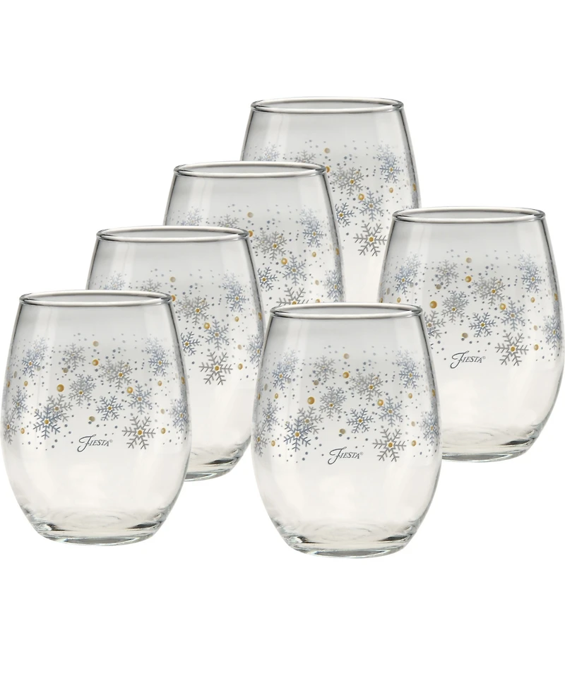Fiesta Snowflakes Stemless Wine Glasses, Set of 6, Exclusively at Macy's