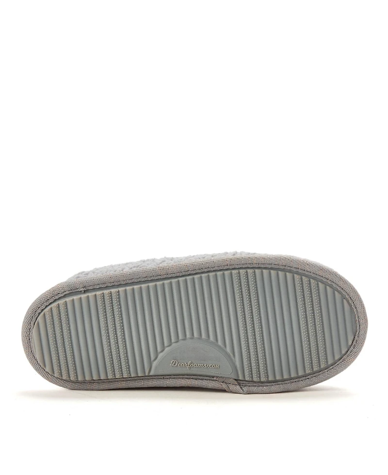 Dearfoams Women's Pink Bow Teddy Scuff Slipper