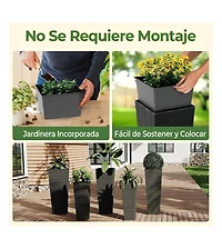 2-Pack Plastic Outdoor Plant Pots with Drainage Holes, Weather-Resistant Planters for Patio Porch Balcony Garden, Black/White