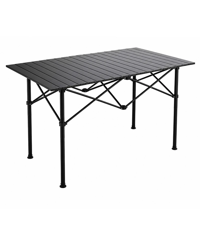 Portable Folding Aluminum Camping Table with X-Frame, Heat Resistant and Easy Clean