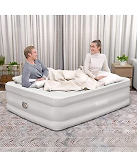 Bestway Tritech 20" Queen Air Mattress, Airbed with Built-in Ac Pump, Warm Gray