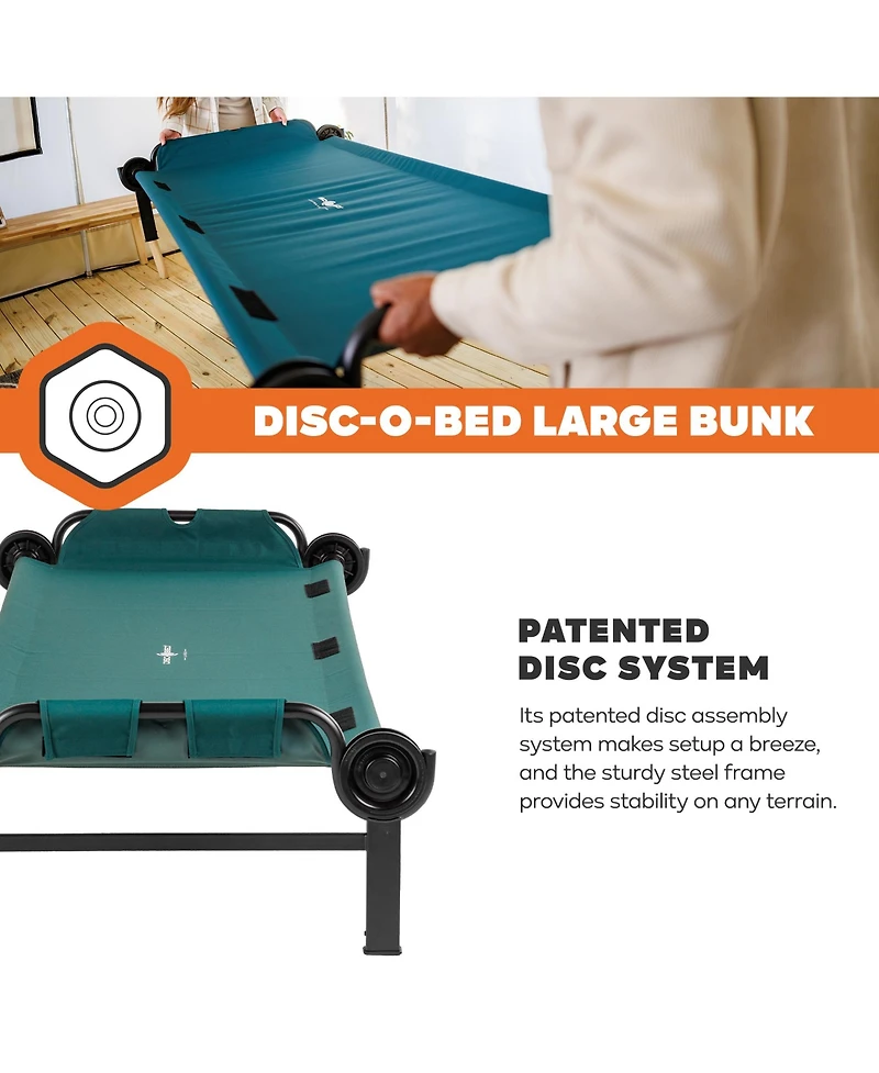 Disc-o-Bed Large Outdoor Convertible 2 Person Portable Camping Bunk Cots