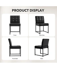 Dining Chairs Set of 2, Mid-Century Modern Armless Kitchen Chair with Upholstered Pu Leather Seat, Metal Frame, 300 Lbs Capacity for Dining Room Cafe