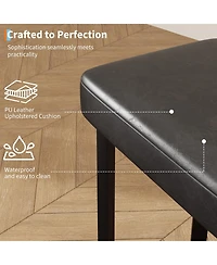 Counter Height Bar Stools Set of 2, Modern Faux Leather Upholstered Barstools with Metal Legs, Space-Saving Backless Stools for Kitchen Kitchen Island