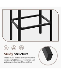 25 "H x 16 "W Set of 4/Set 2 Square Bar Stools with Pu Leather Seat and Metal Legs, Counter Height Barstools for Kitchen Island Dining Room, Brown