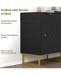 47 x 16 x 31 in Set of 2 Sideboard Buffet Cabinet with Doors, Engineered Wood Storage Credenza for Dining Room Living Room Entryway, Black