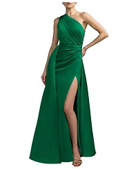 Mac Duggal Women's One-Shoulder Draped Satin Gown with Overskirt