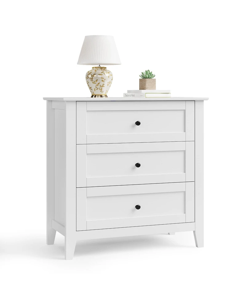 3 Drawer Dresser, 27.5 Inch Bedroom Nightstand, Modern Farmhouse Storage Cabinet, Sofa Side Table for Living Room, Apartment, Entryway