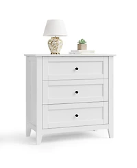 3 Drawer Dresser, 27.5 Inch Bedroom Nightstand, Modern Farmhouse Storage Cabinet, Sofa Side Table for Living Room, Apartment, Entryway