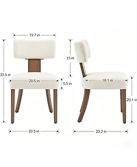 6 Set of Mid-Century Farmhouse Dining Chairs, Upholstered Ergonomic Chairs with Curved Backrest and Wooden Legs for Kitchen, Dining Room, Apartment