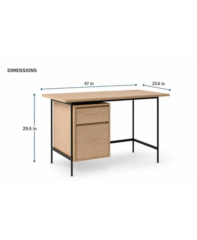 Computer Desk with Drawer, Writing Study Desk with Filing Storage Cabinet, Compact Office Workstation for Bedroom Small Space Apartment Dorm