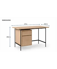 Computer Desk with Drawer, Writing Study Desk with Filing Storage Cabinet, Compact Office Workstation for Bedroom Small Space Apartment Dorm