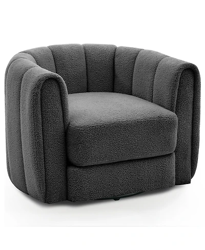 Swivel Barrel Accent Chair, Soft Fleece Upholstered Lounge Armchair with Spacious Base for Living Room, Bedroom, Office, Gray