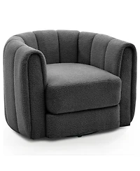Swivel Barrel Accent Chair, Soft Fleece Upholstered Lounge Armchair with Spacious Base for Living Room, Bedroom, Office, Gray