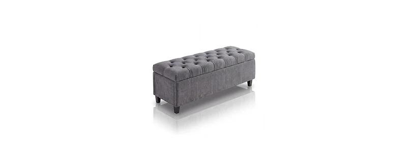 Button Tufted Bedroom Bench, 51 in. 30 Gal. Capacity Storage Chest, Upholstered Ottoman Foot Stool for Bedroom Entryway Living Room