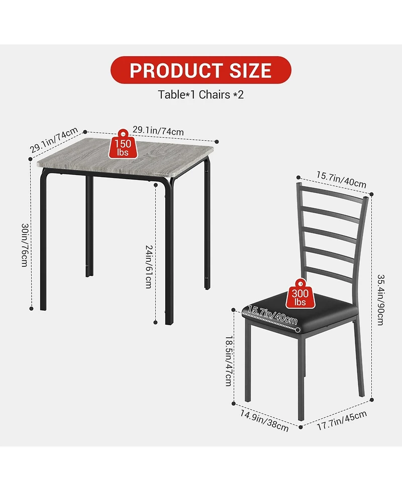 39" x 21" Dining Set with Wine Rack and 2 Stools, Engineered Wood Kitchen Table and Stools for Dining Room Small Space, Brown/Black