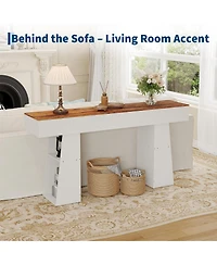 63" Entryway Table, Console Table for Entryway, Wood Sofa Table with Hidden Side Storage, Modern Hallway Table for Living Room, Foyer