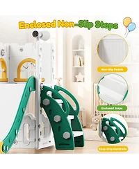 Compact Toddler Swing and Slide Playset for Kids Ages 2-6, Outdoor Backyard Playground with Swing Slide, Blue-Gray/Orange-Green/Gray-White