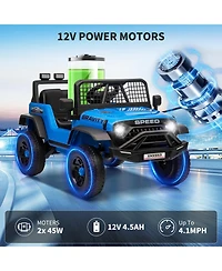 Single Seat 12V Ride On Car for Kids with Remote, Battery Powered Toddler Toy for Ages 3-6, Indoor Outdoor Driving, Blue