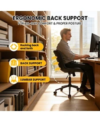 Office Chair with Wheels, Ergonomic Desk Chair, Black Modern Armless Swivel Computer Task Chair for Bedroom, Home Office, Dressing Room