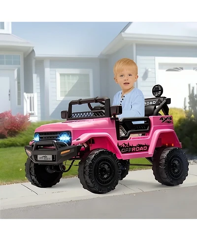 39.8x22.4x12.2 Inch 12V Kids Ride On Electric Car with Remote Control, Battery Powered Small Off-Road Vehicle for Outdoor Play, Pink, Ages 3-6