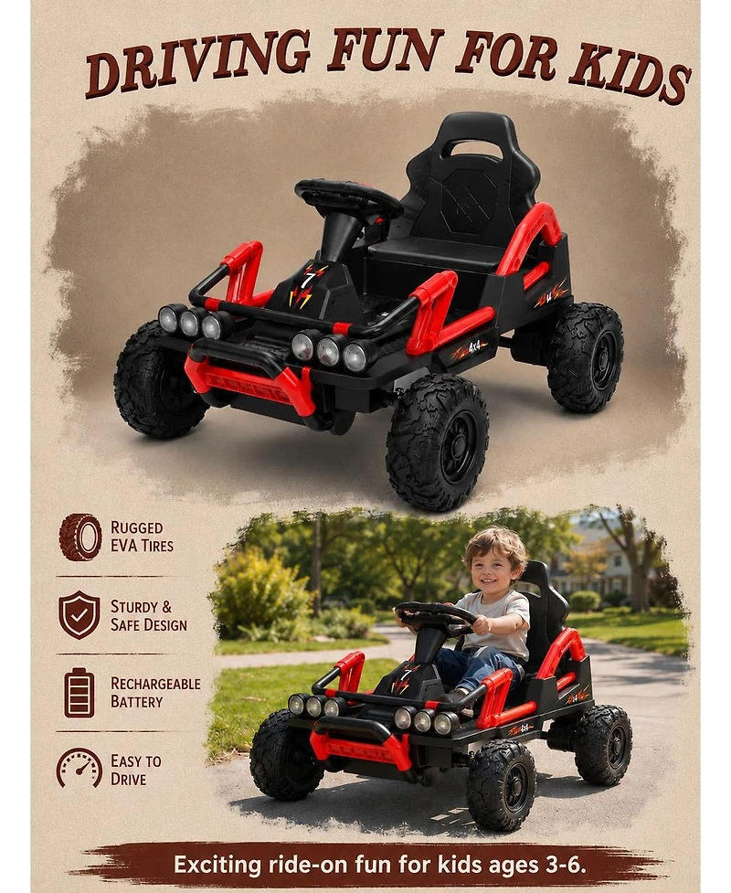 12V Kids Ride-On Car, Battery Powered Electric Vehicle, Dual Motors