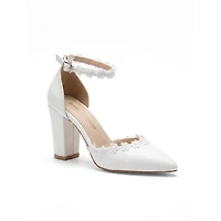 Prologue Shoes Women's Alisa Block Heel Bridal Pointed Toe Pump