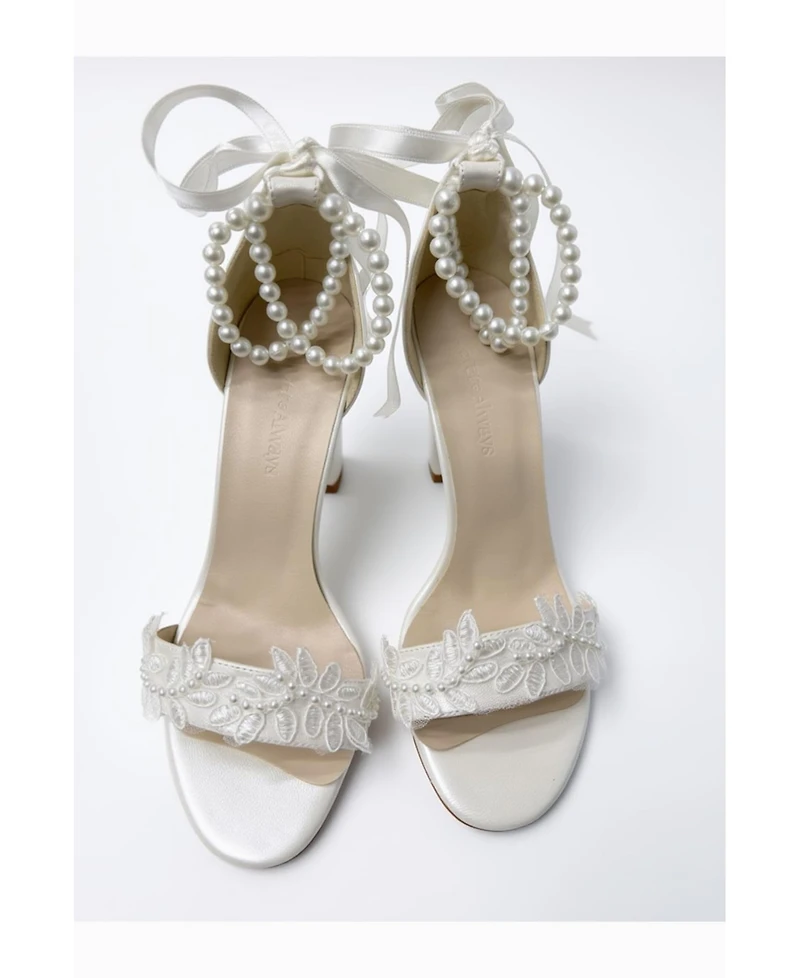 Forever and Always Shoes Women's Elysia Pearl Lace Wedding Heel