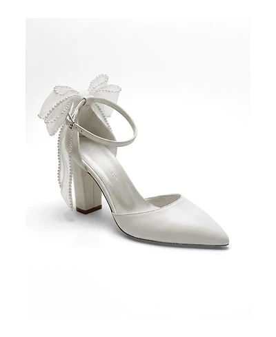 Forever and Always Shoes Women's Elvienne Pointed Toe Block Heel Bridal Sandal