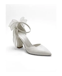 Forever and Always Shoes Women's Elvienne Pointed Toe Block Heel Bridal Sandal