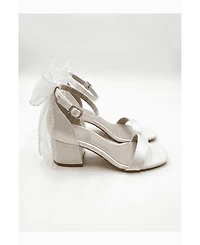 Forever and Always Shoes Women's Floraya Bow Block Heel Bridal Sandal