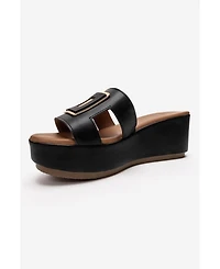 Forever and Always Shoes Women's Hiola Leather Platform Sandal
