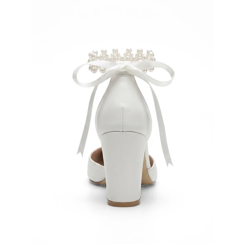 Prologue Shoes Women's Zia Ribbon Block Heel Bridal Pump