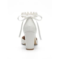 Prologue Shoes Women's Zia Ribbon Block Heel Bridal Pump
