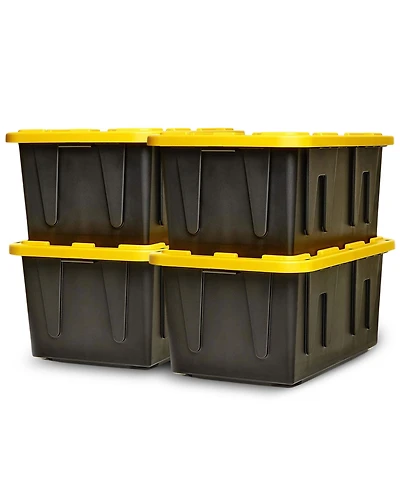 Homz Durabilt Heavy Duty 27 Gallon Plastic Organizer Storage Bin Tote (2 Pack)