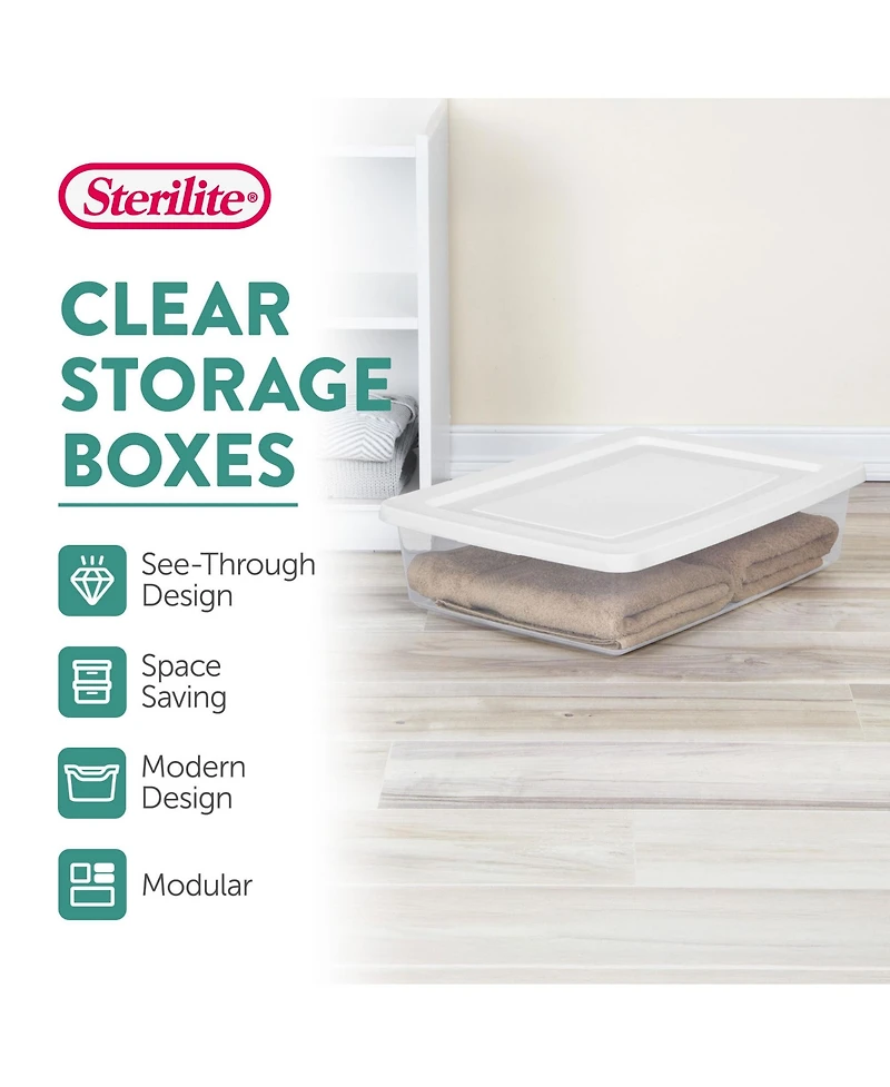 Sterilite 28 Qt Storage Box, Stackable Plastic Container Home Organizer