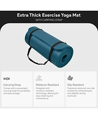 BalanceFrom Yoga Mat, 1" Extra Thick Exercise Pilates Workout Mat, Navy Blue