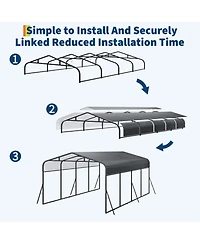 12 x 20 Ft Carport, Heavy Duty Metal Car Canopy with Steel Frame and Lockable Storage, for Car Truck Boat Driveway Patio, Gray