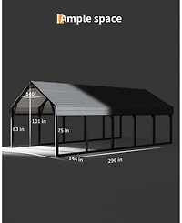 12' x 26' Metal Carport with Diagonal Braces, Heavy Duty Vehicle Shelter for Parking Driveway Boat and Rv, Black
