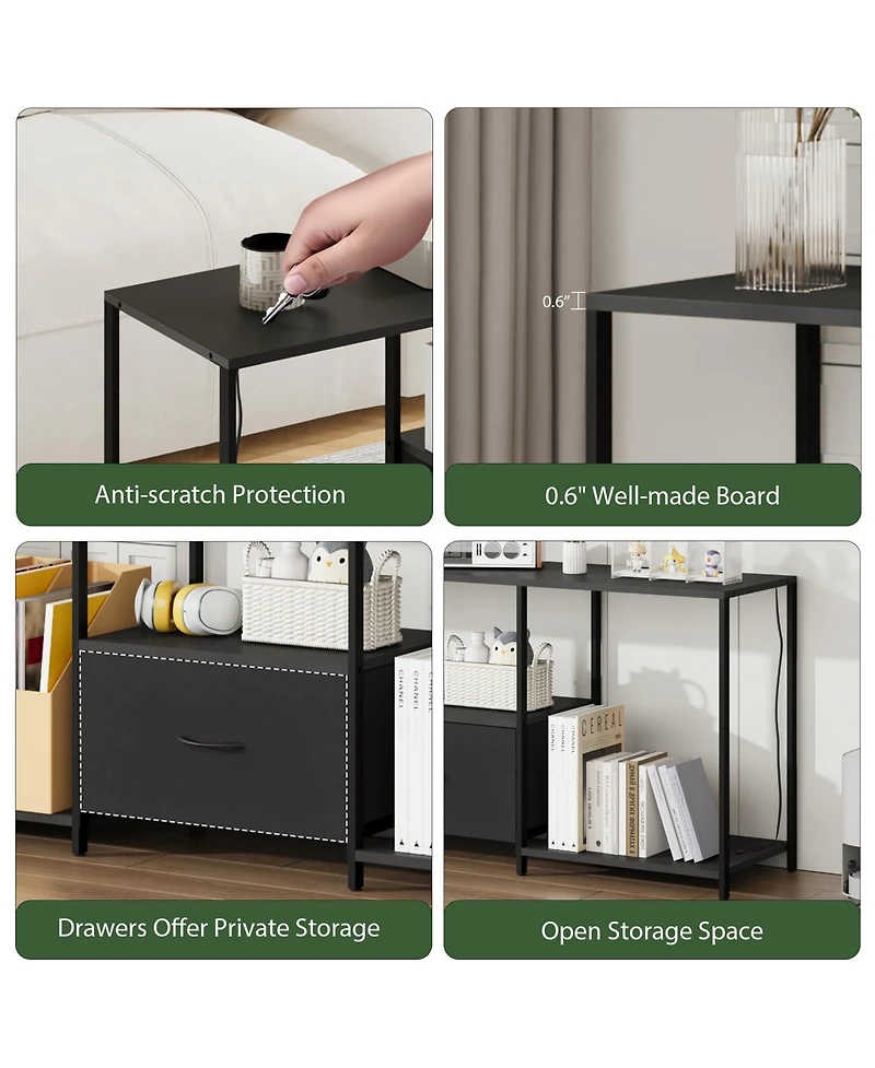 Tv Stand for TVs Up to 55 Inch, Led Light Entertainment Center, Media Console Table with Open Storage Shelves, Drawer for Living Room Bedroom, Black