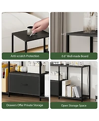 Tv Stand for TVs Up to 55 Inch, Led Light Entertainment Center, Media Console Table with Open Storage Shelves, Drawer for Living Room Bedroom, Black