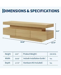 60" Mid-Century Modern Tv Stand for 65" TVs with Drawer and Open Shelves