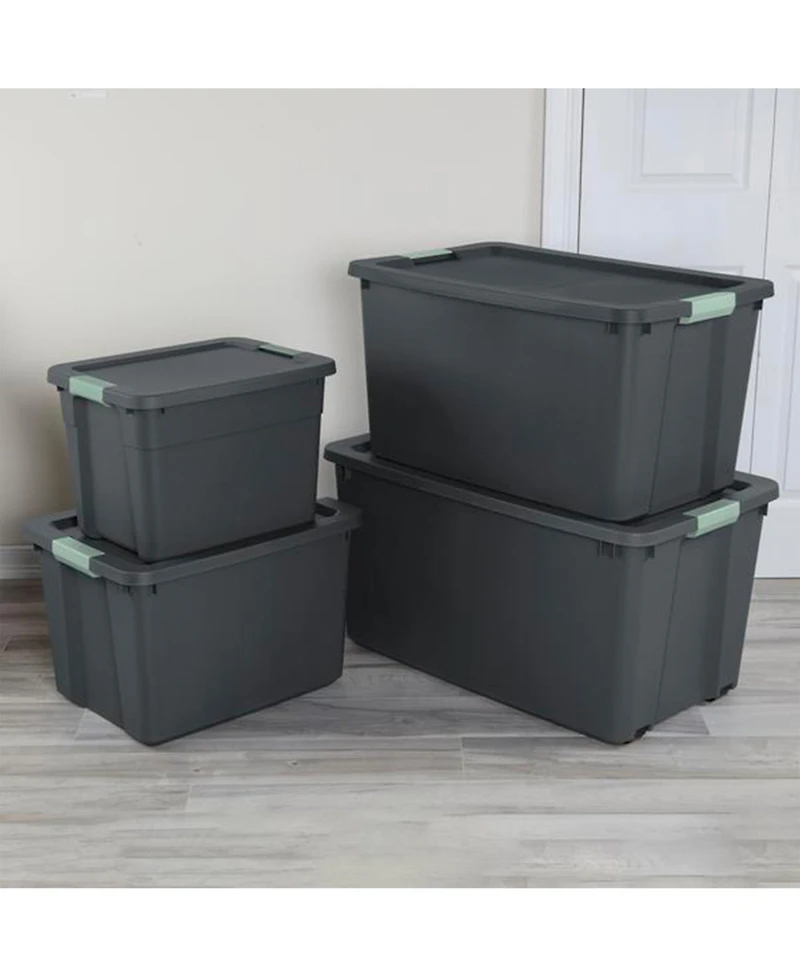 Sterilite 4 Pack 34 Gallon Latch Tote, Stackable Plastic Storage Bin Container