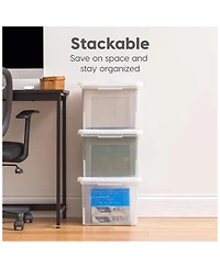 Iris Usa 8 Pack Plastic File Box w/ Lids, Letter/Legal Storage Organizer, 35 Qt