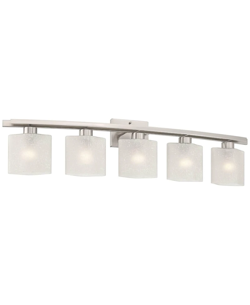Possini Euro Design Possini Euro Linen Glass 40 1/2"W Brushed Nickel 5-Light Bath Light