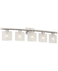 Possini Euro Design Possini Euro Linen Glass 40 1/2"W Brushed Nickel 5-Light Bath Light